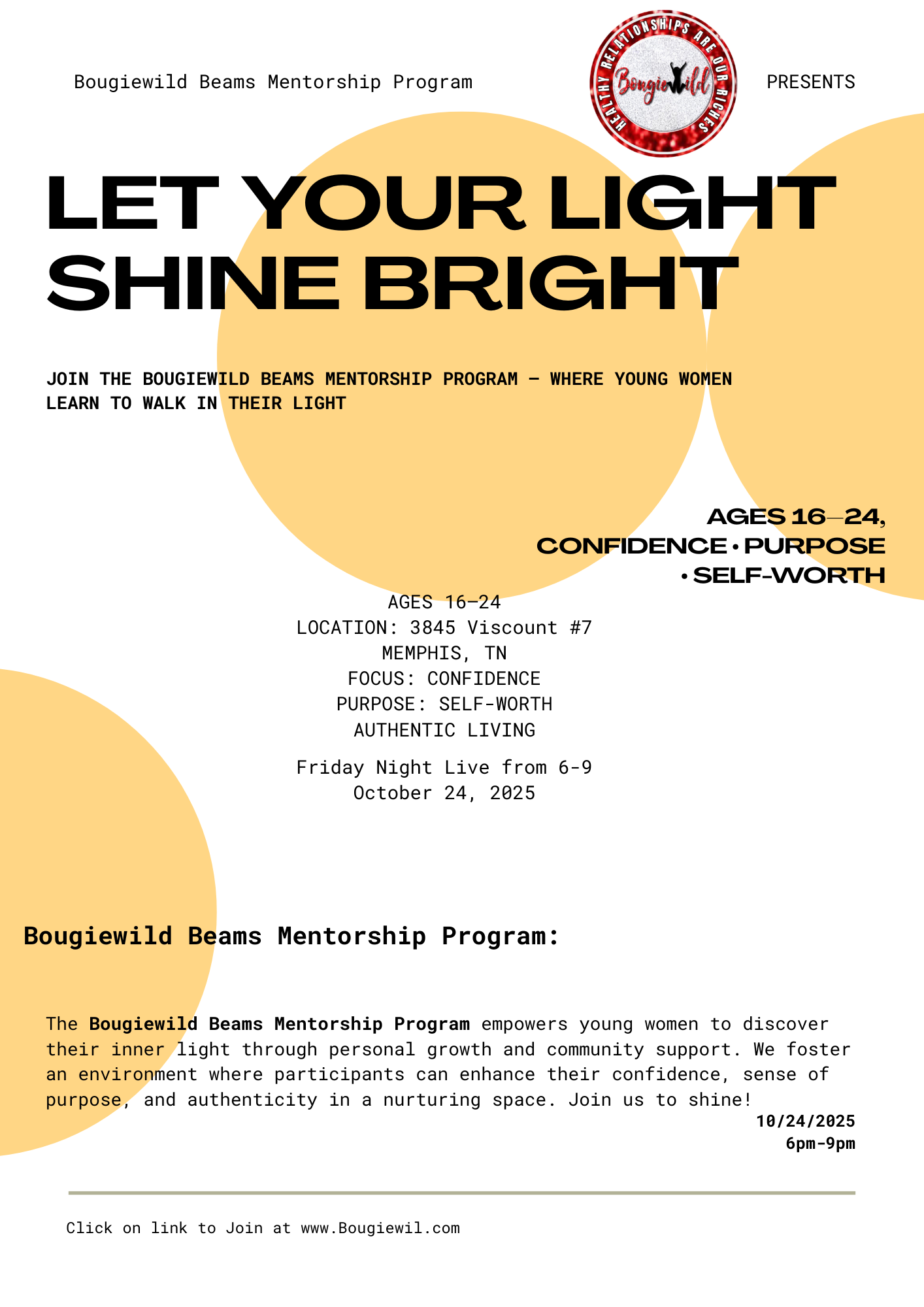 Bougiewild Beams Mentorship Program