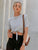 Tie Front Padded Shoulder Cropped T-Shirt