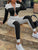 Two-Tone Collared Neck Top and Joggers Set